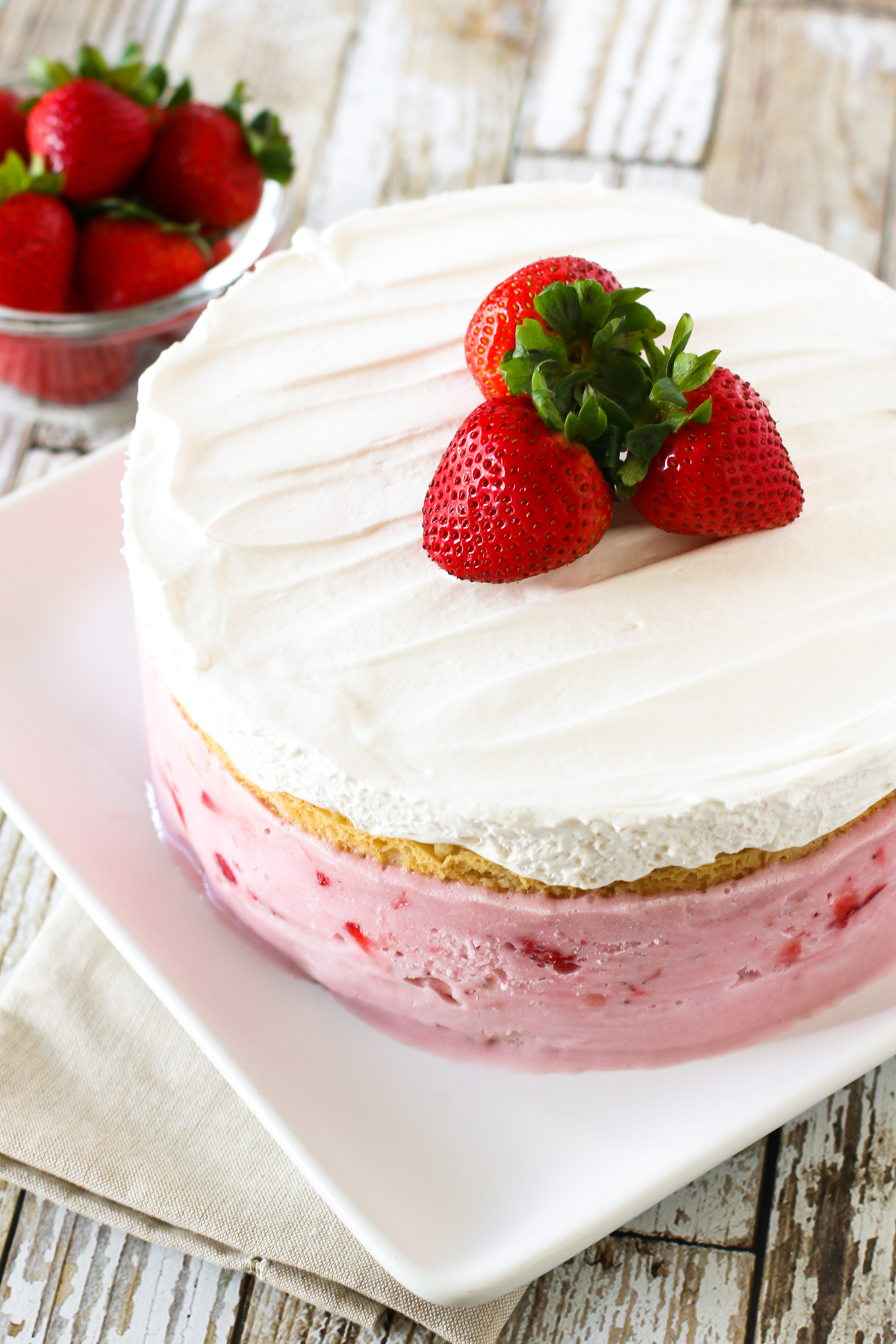 gluten free vegan strawberry ice cream cake - Sarah Bakes Gluten Free