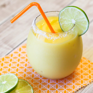 Mango Coconut Margaritas. A refreshing and tropical blended frozen drink!