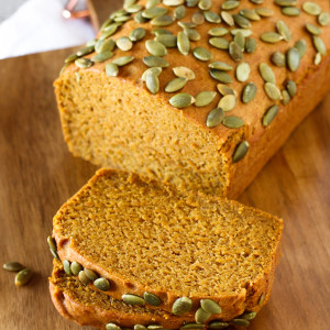 Gluten Free Vegan Pumpkin Spice Bread. Slices of this beautiful fall quick bread are sure to please!