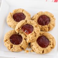 gluten free vegan peanut butter and jelly thumbprint cookies